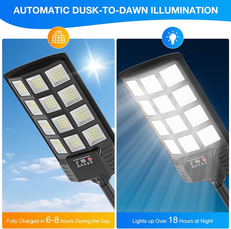 Heisolcool Solar Street Lights Outdoor Waterproof,52000LM 320° Wide Angle Solar Flood Light, LED Parking Light with Motion Sensor and Remote Control, Suitable for Street, Parking lot-4PACK - Image 5